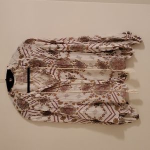 EnCreme print gauzy blouse with smocking,  S